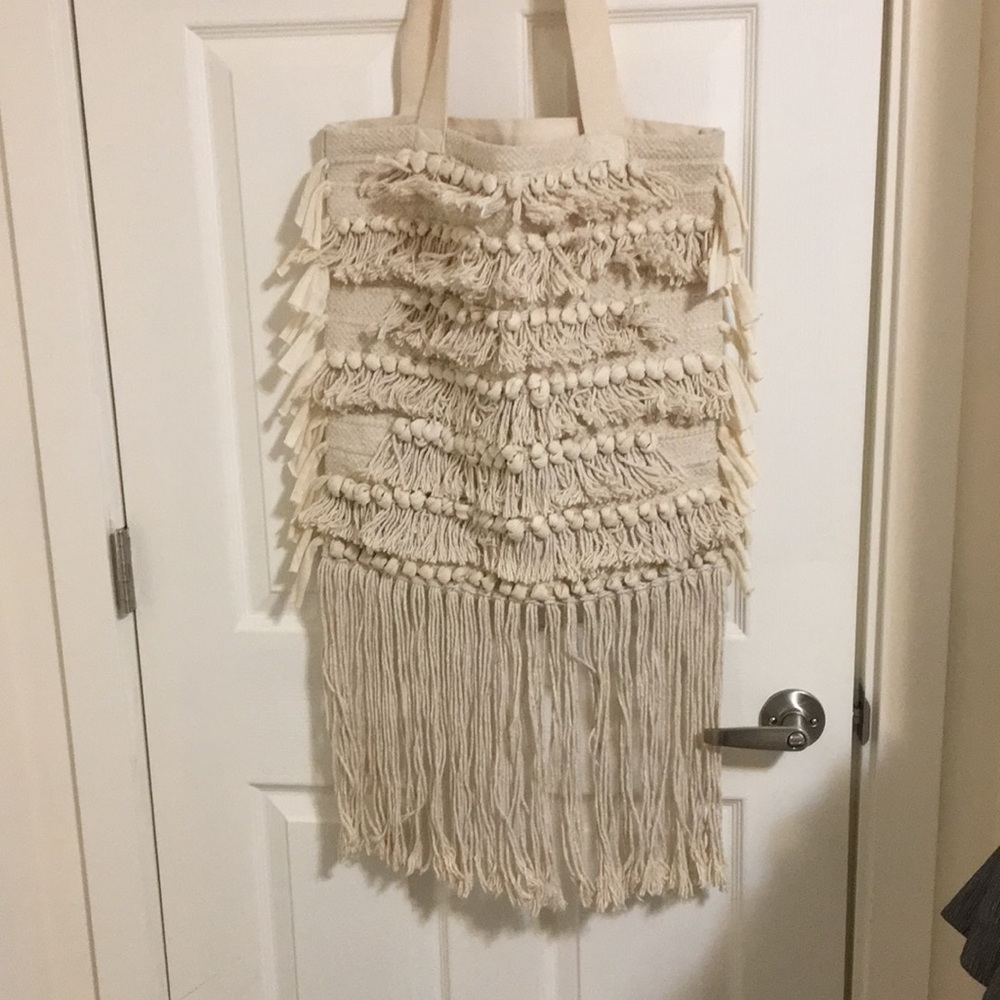 Large Boho Fringed Tote NWT
